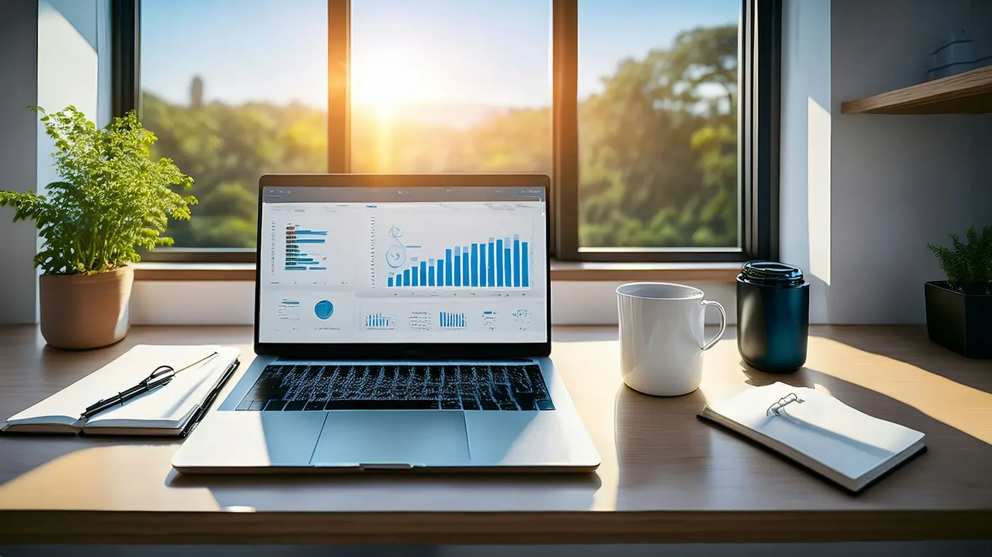 Relatório de resultados de SEO em um notebook